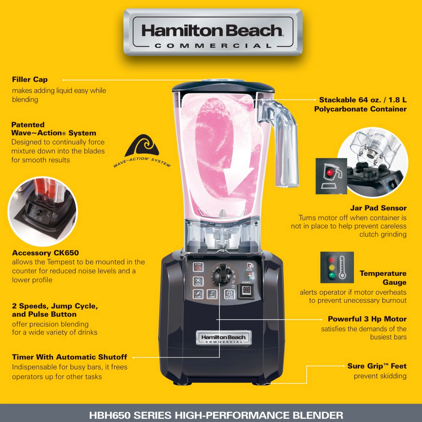Blender barmański, 1,8 l, 0,88 kW | HAMILTON BEACH COMMERCIAL, Tempest