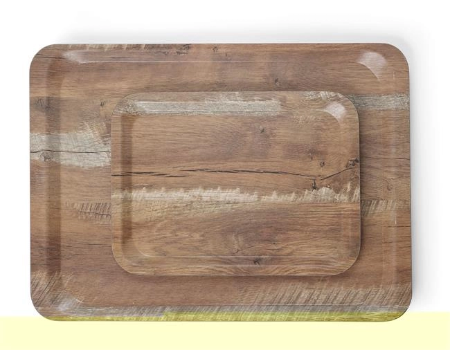 Taca do serwowania 240x340 mm z laminatem z melaminy, antypoślizgowa, wzór drewna | HENDI, 508916