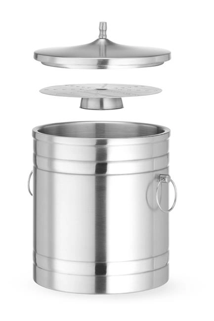 Pojemnik do lodu podwójne ścianki, 5 l, srebrny, ⌀200x230 mm | BARUP, 594704