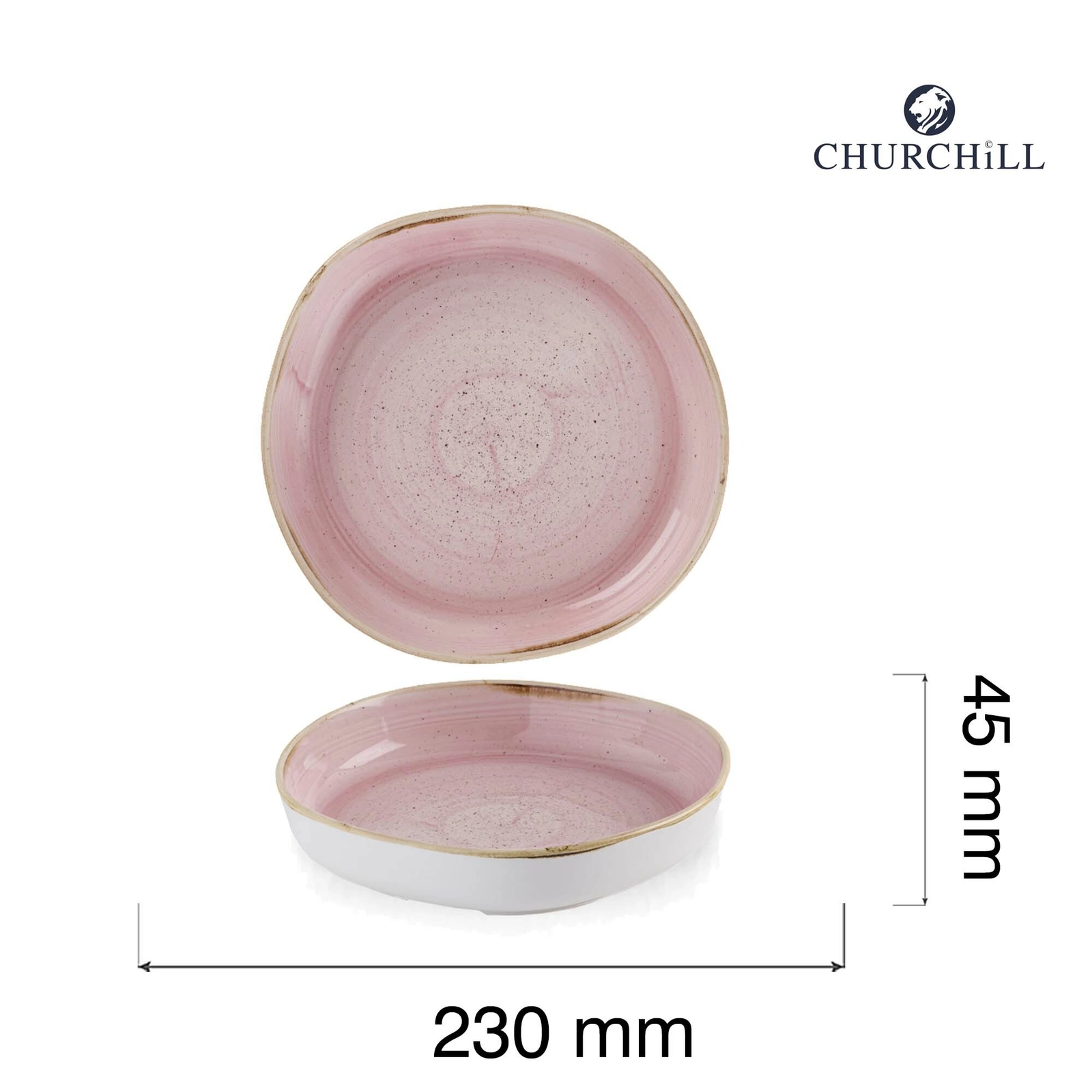 Talerz organiczny z wysokim rantem Ø230 mm, różowy | CHURCHILL, Stonecast Petal Pink