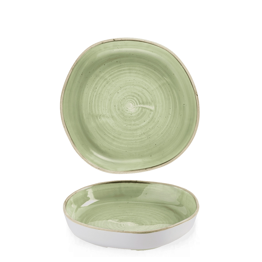 Misa z wysokim rantem o organicznym kształcie, 230×50 mm | CHURCHILL, Stonecast Sage Green
