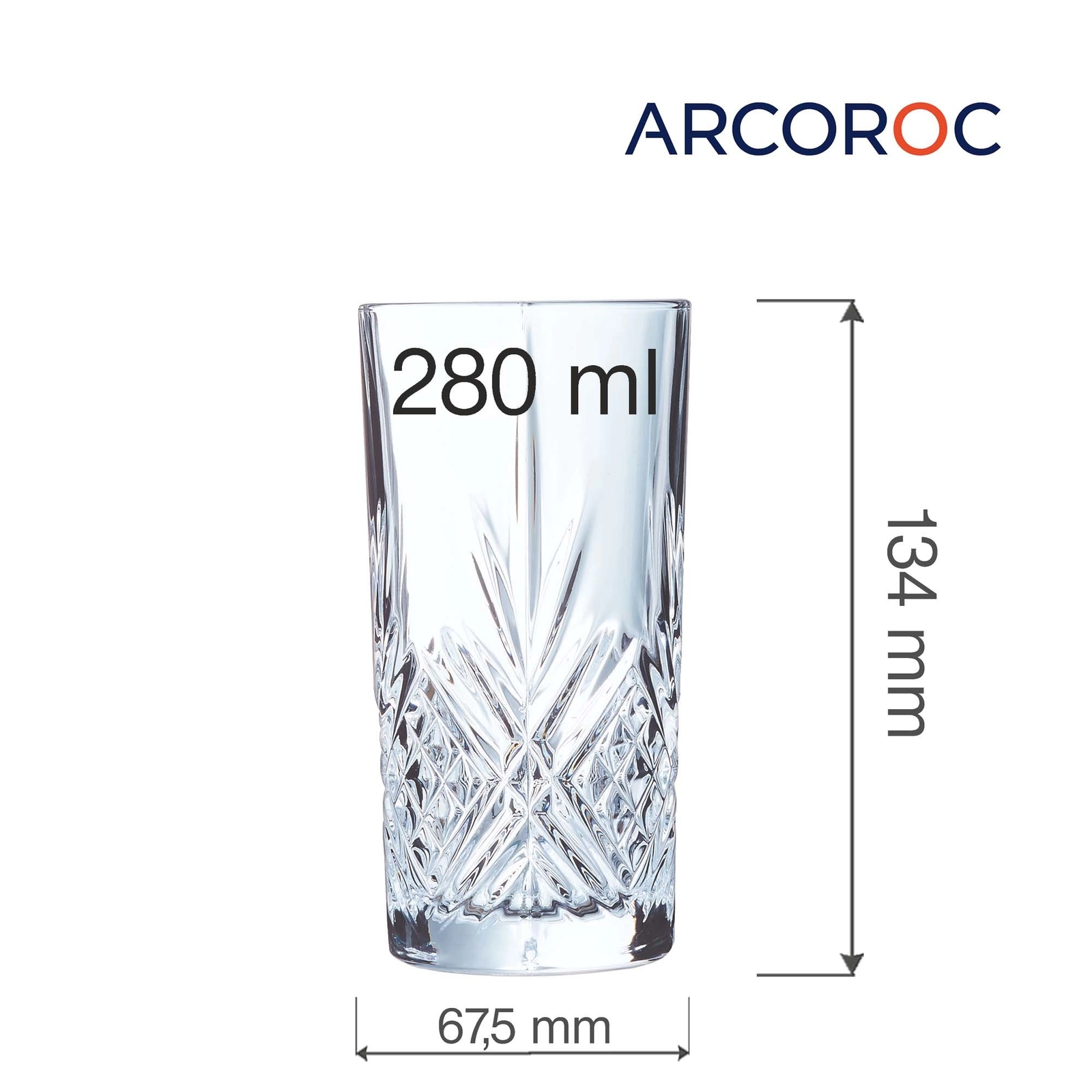 Szklanka wysoka, 280 ml, ⌀67.5×134 mm | ARCOROC, Broadway