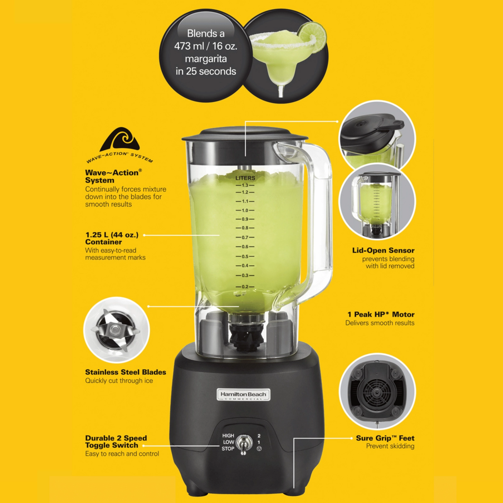 Blender barmański, 1,25 l, 0,75 kW | HAMILTON BEACH COMMERCIAL, HBB908R-CE