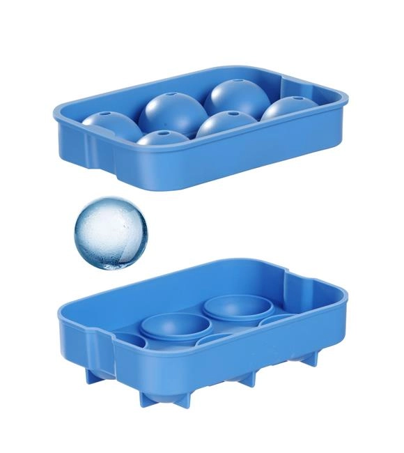 Forma do kostek lodu w kształcie kuli, niebieska, 180x125x50 mm | BARUP, 679029