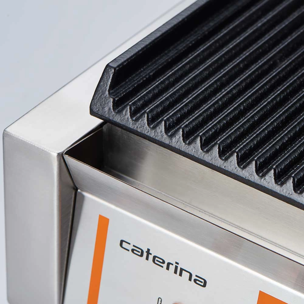 Grill kontaktowy pojedynczy, ryflowany, 1.8 kW, 230 V, 360x310x200 mm | CATERINA, 742018