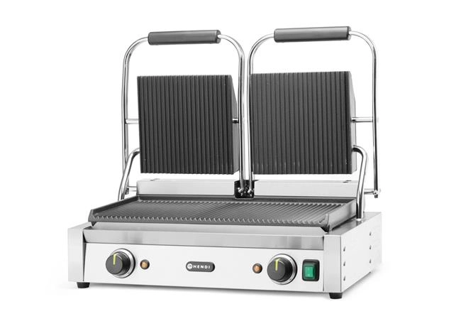 Grill kontaktowy podwójny, ryflowany, 3,6 kW, 230 V, 570×395×510 mm | HENDI, 263709