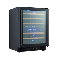 Chłodziarka do wina Aurora, 46 butelek, 133 l, czarna, ze stali nierdzewnej, 595×680×1805 mm, 90 W | BARMATIC, 237663