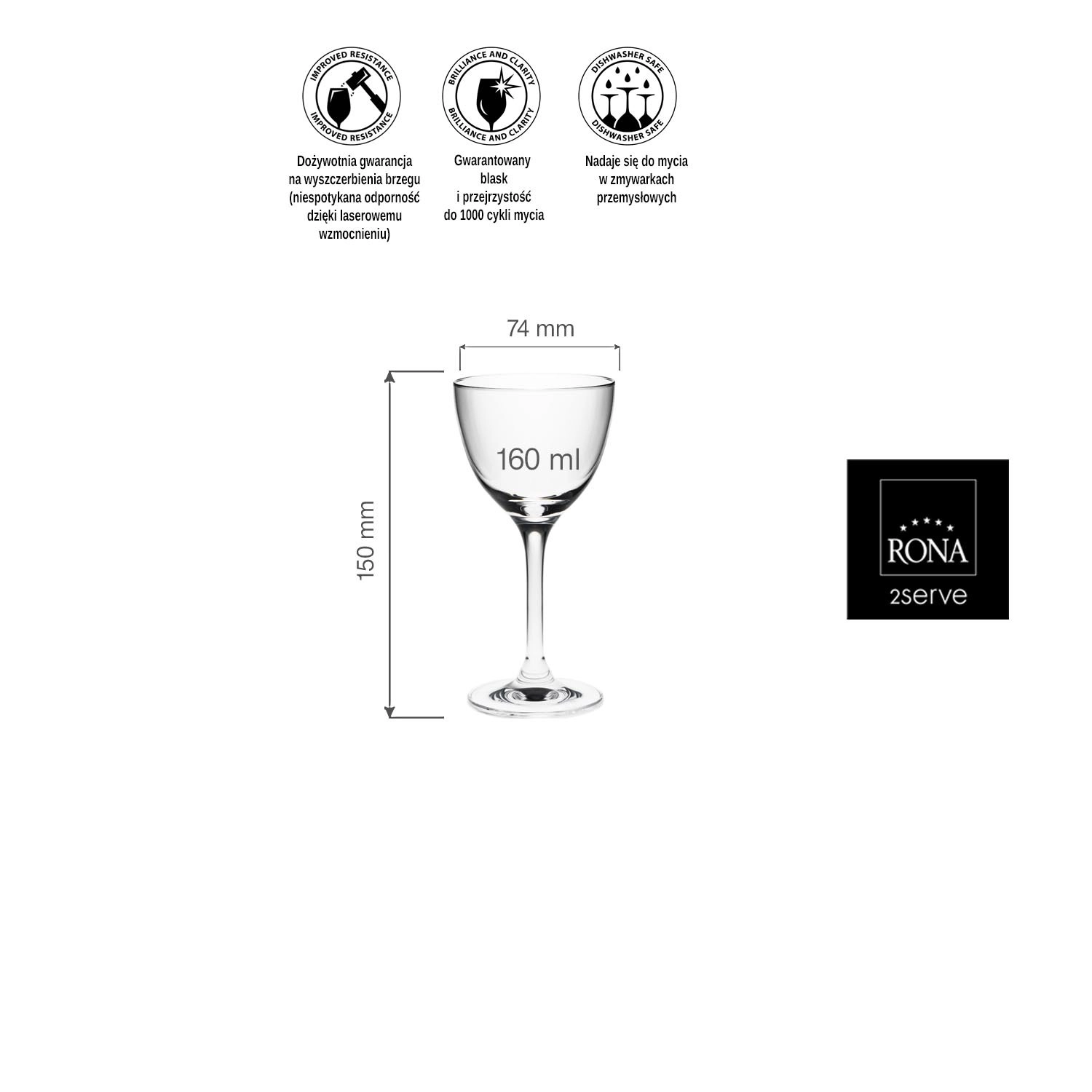 Kieliszek koktajlowy, 160 ml | RONA, Classic Cocktails