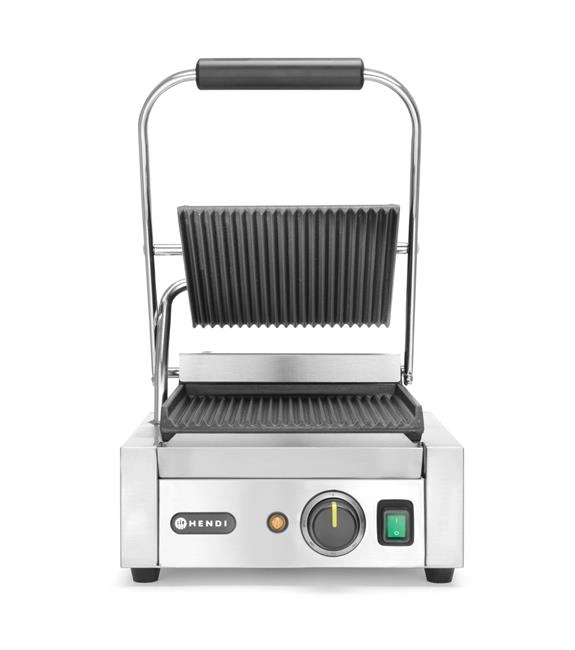 Grill kontaktowy pojedynczy, ryflowany, 1,8 kW, 230 V, 310×426×210 mm | HENDI, 263501