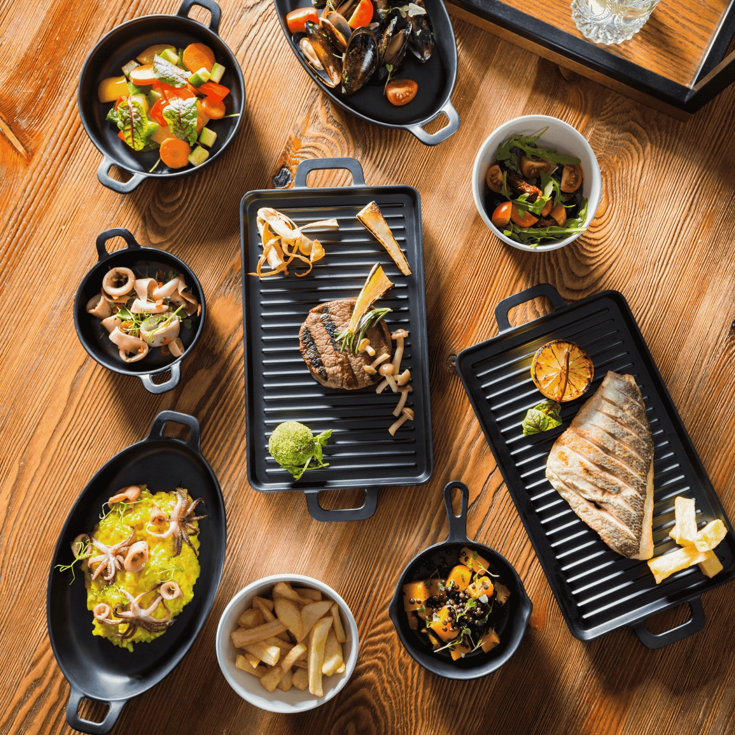 Półmisek z melaminy czarny, 263×140×37 mm | FINE DINE, Little Chef