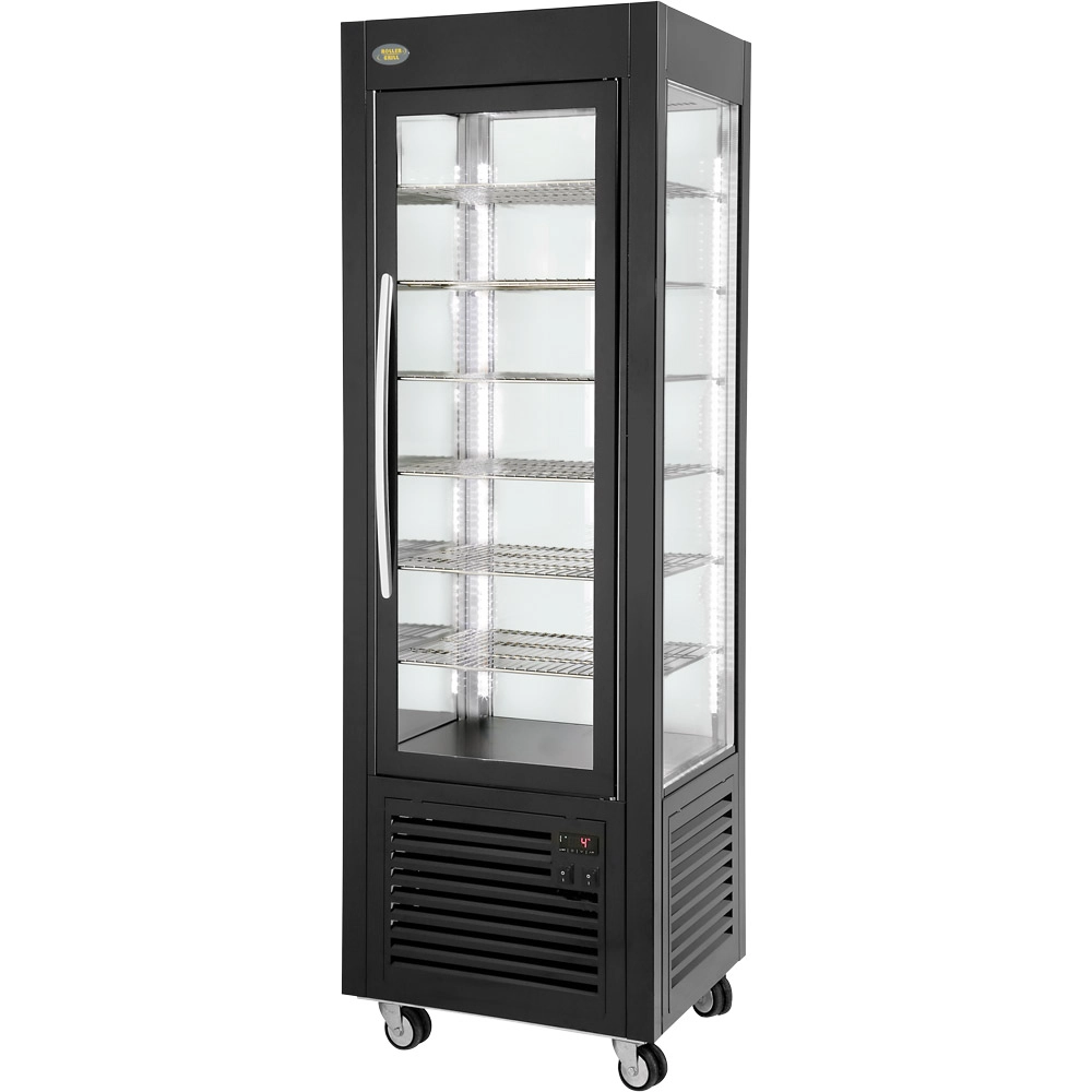 Witryna chłodnicza cukiernicza, LED, czarna, 360 l, 0.43 kW, 230 V, 600×630×1850 mm | ROLLER GRILL, 777451