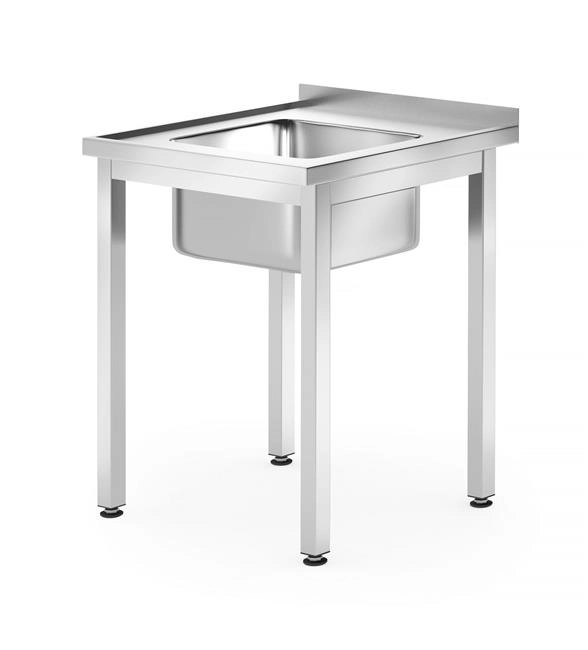 Stół ze zlewem – skręcany, komora pośrodku, 600x700x850 mm | HENDI, Kitchen Line