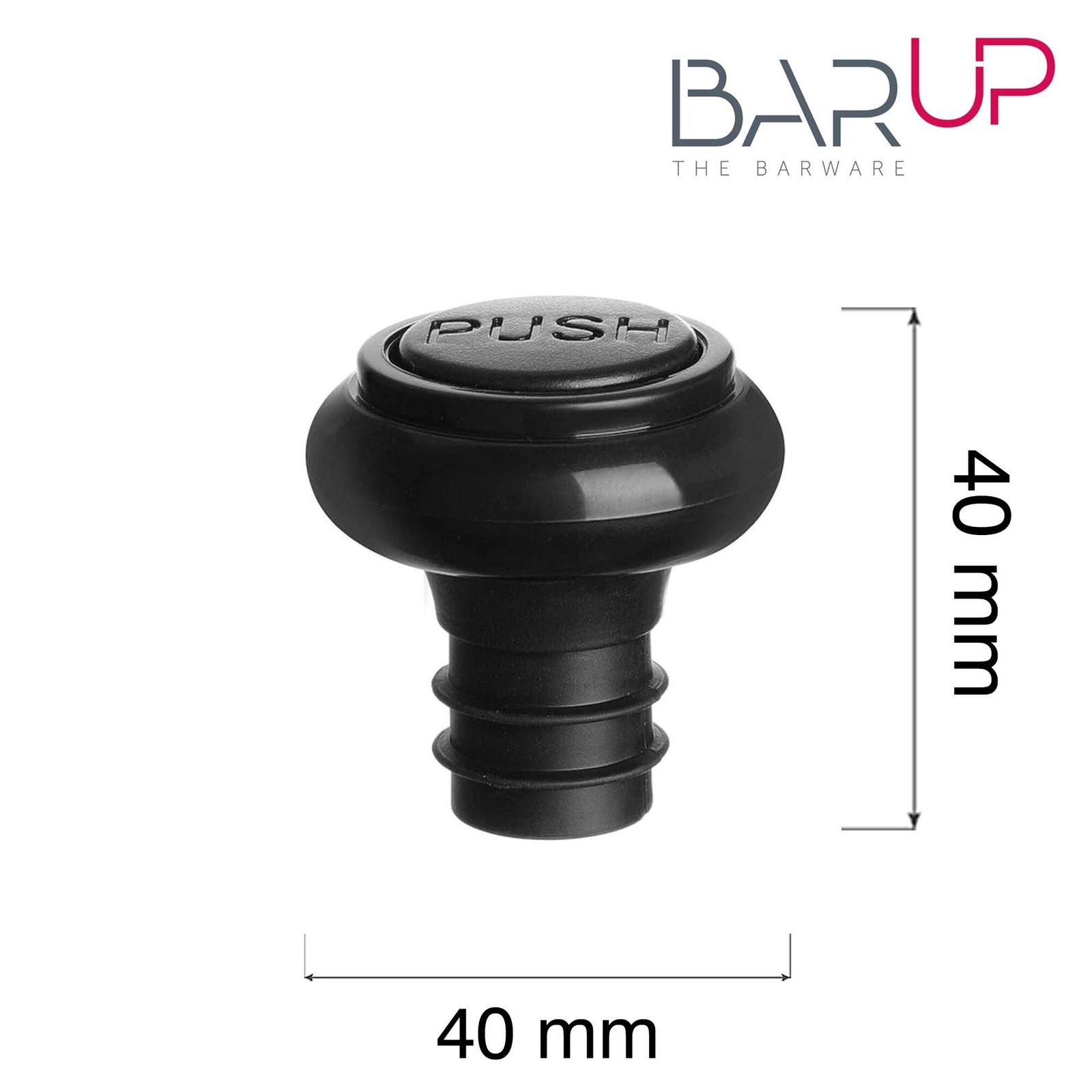 Zestaw 2 korków do pompki próżniowej do wina, Ø40×40 mm, czarny | BAR UP, 595534