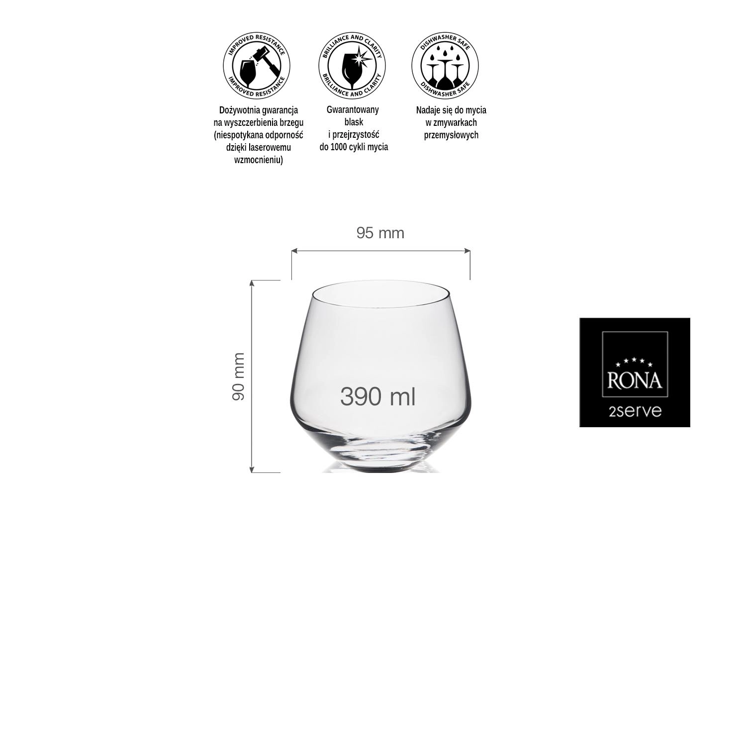 Szklanka niska, 390 ml | RONA, Martina