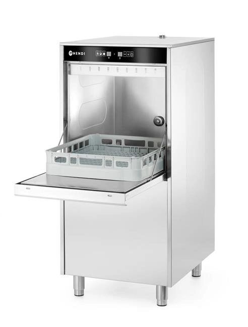 Zmywarka do garnków i tac 500x600 mm, sterowana elektronicznie, z dozownikiem detergentu i pompą spustową, 400 V, 7,1 kW, 595x777x1335 mm | HENDI, 236574