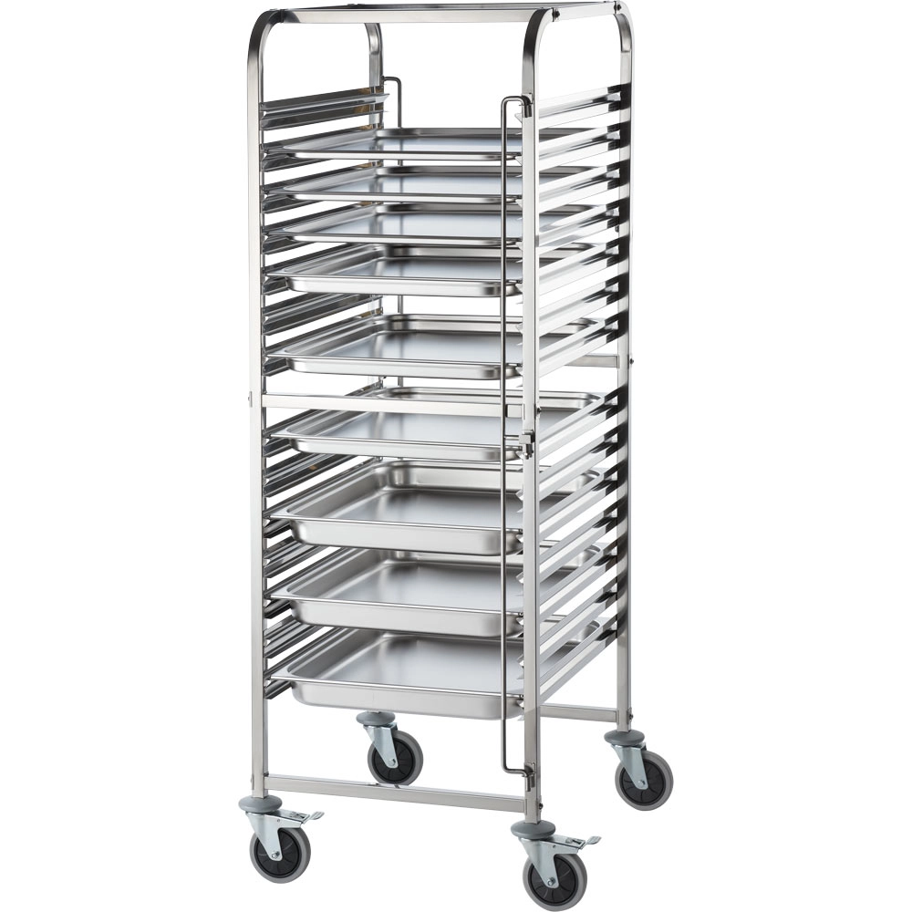 Wózek transportowy ze stali nierdzewnej, 14x GN 2/1, 590x670x1735 mm | STALGAST, 662211