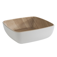Miska z melaminy 0,37 l, 125x125x45 mm, biało-brązowa | APS, 84936