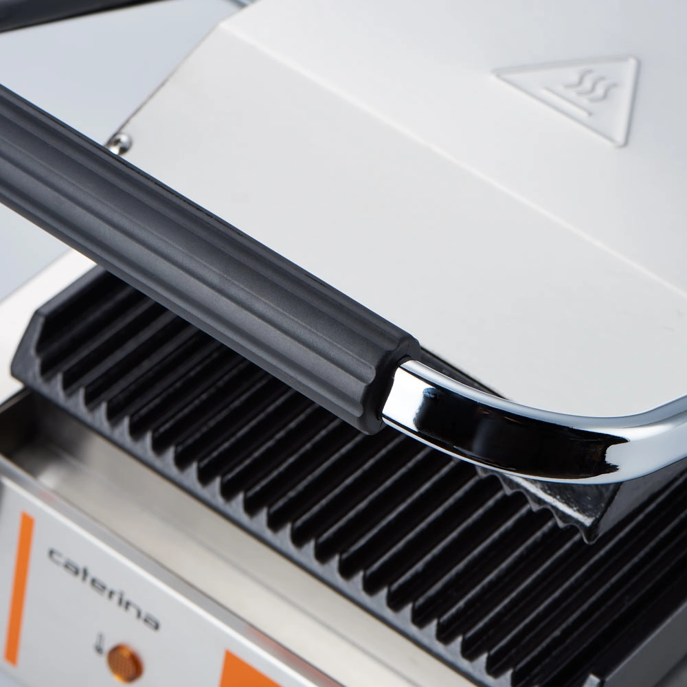 Grill kontaktowy pojedynczy, ryflowany, 1.8 kW, 230 V, 360x310x200 mm | CATERINA, 742018