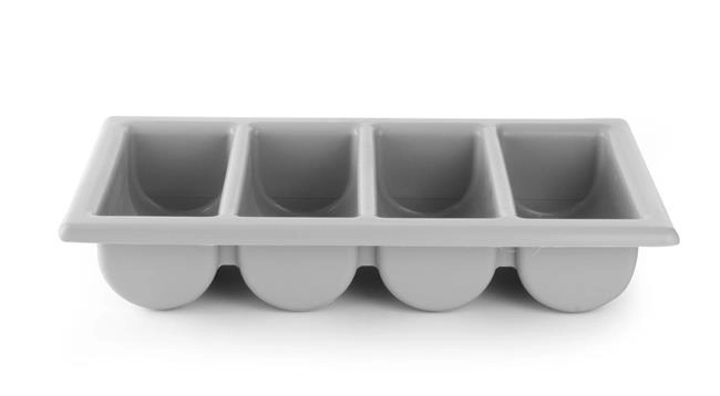 Pojemnik na sztućce GN 1/1, 4-częściowy, jasnoszary, 530x325x100 mm | HENDI, 552308