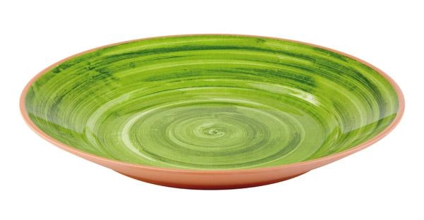 Talerz z melaminy Ø405 mm, zielony, imitacja terakoty | APS, La Vida