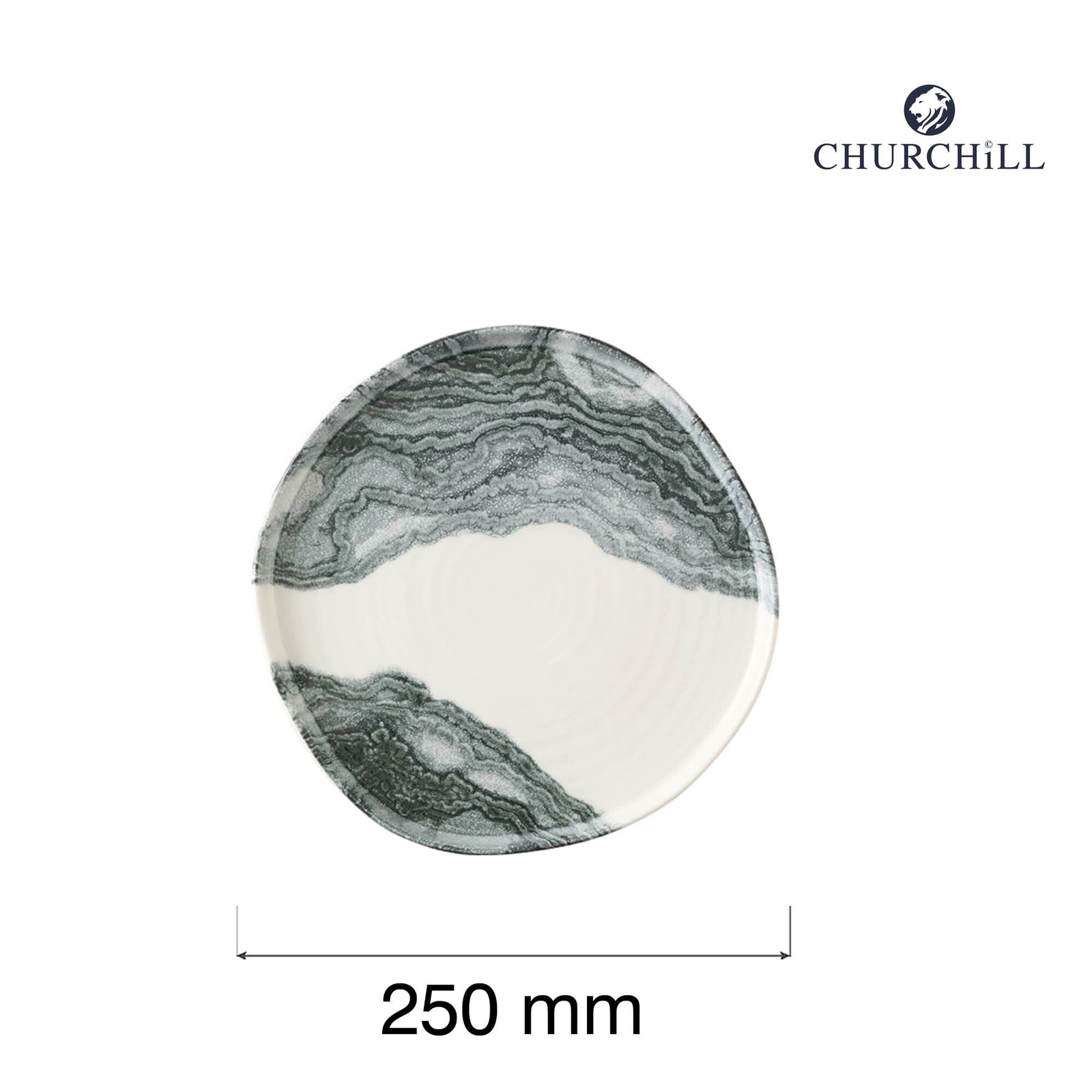 Talerz organiczny z rantem, Ø250 mm, kremowy | CHURCHILL, Tide Black