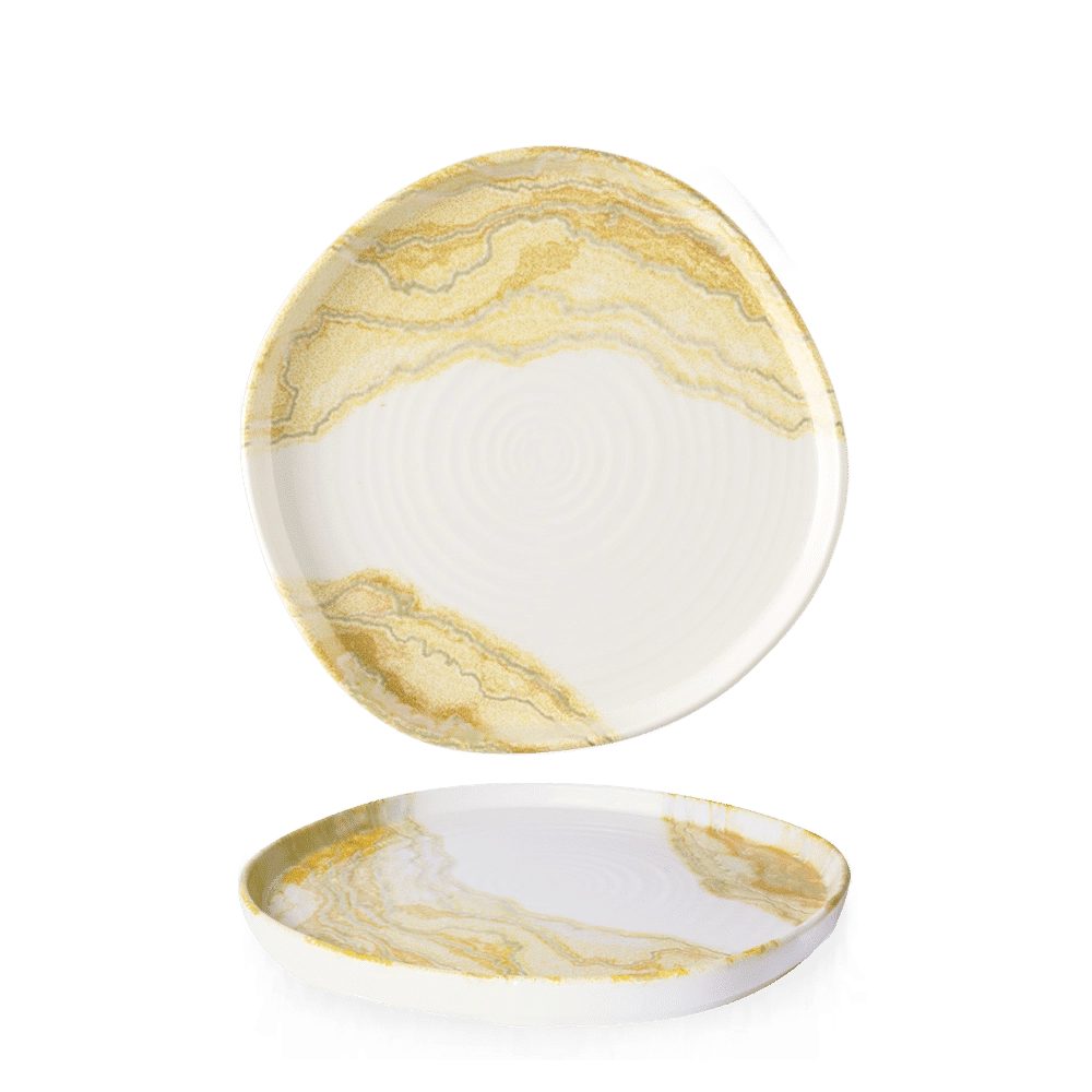 Talerz z wysokim rantem o organicznym kształcie, Ø210 mm | CHURCHILL, Tide Gold