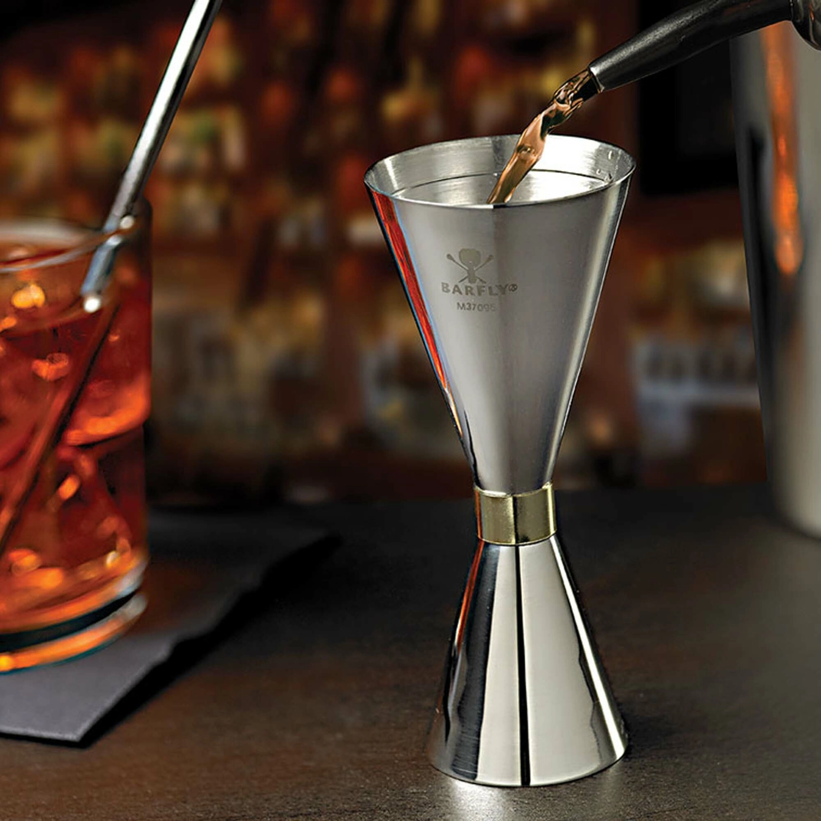 Miarka barmańska w stylu japońskim Diamond Lettice, ze stali nierdzewnej, 30/60 ml | BARFLY, Diamond Lettice