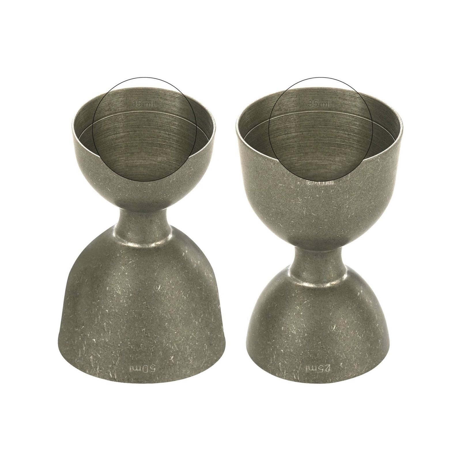 Miarka barmańska Bell z prostą krawędzią, ze stali nierdzewnej, srebrny mat, 25/50 ml | BARFLY, Bell