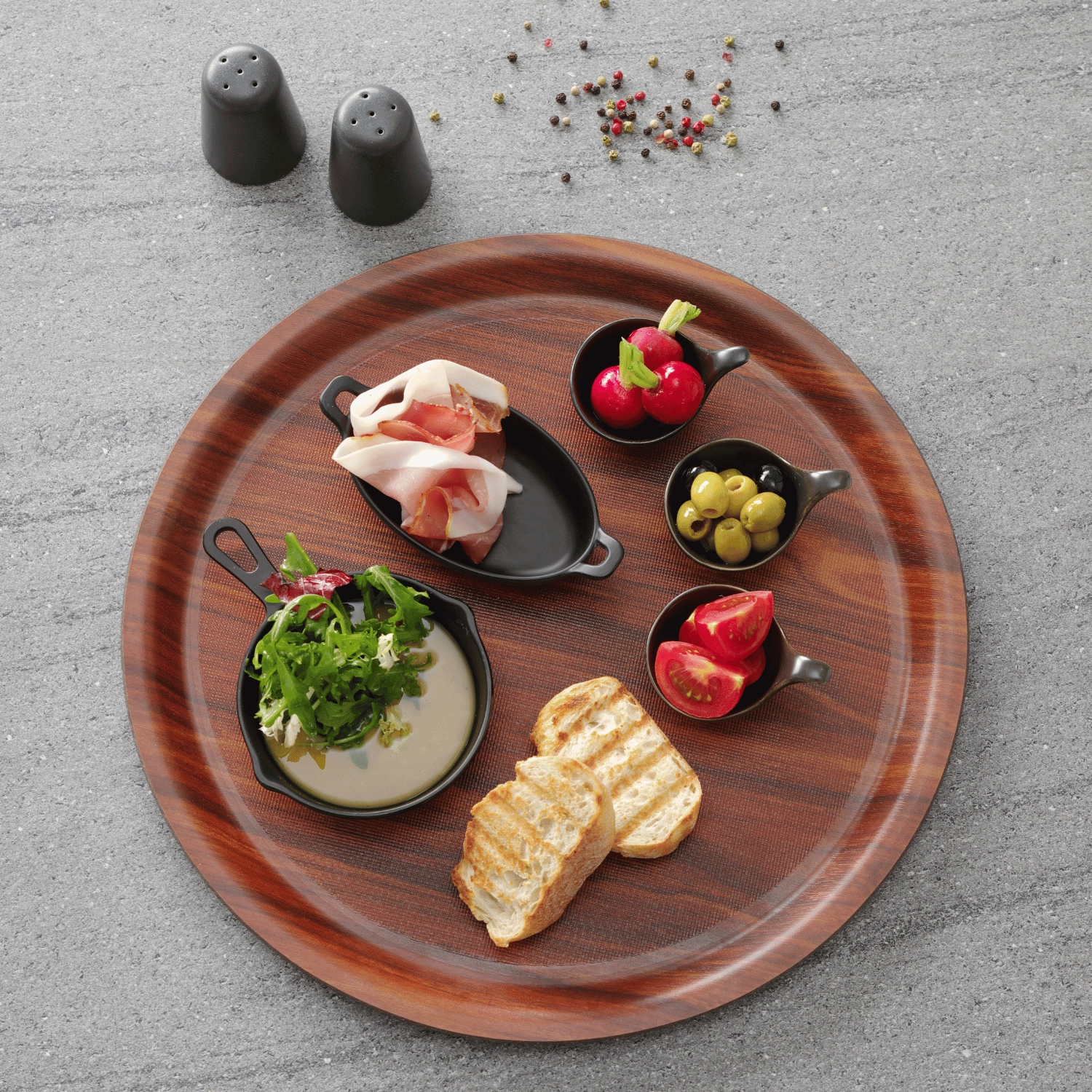 Taca drewniana z wysokim rantem, ⌀360×30 mm, brązowa | AMERBOX, 507766
