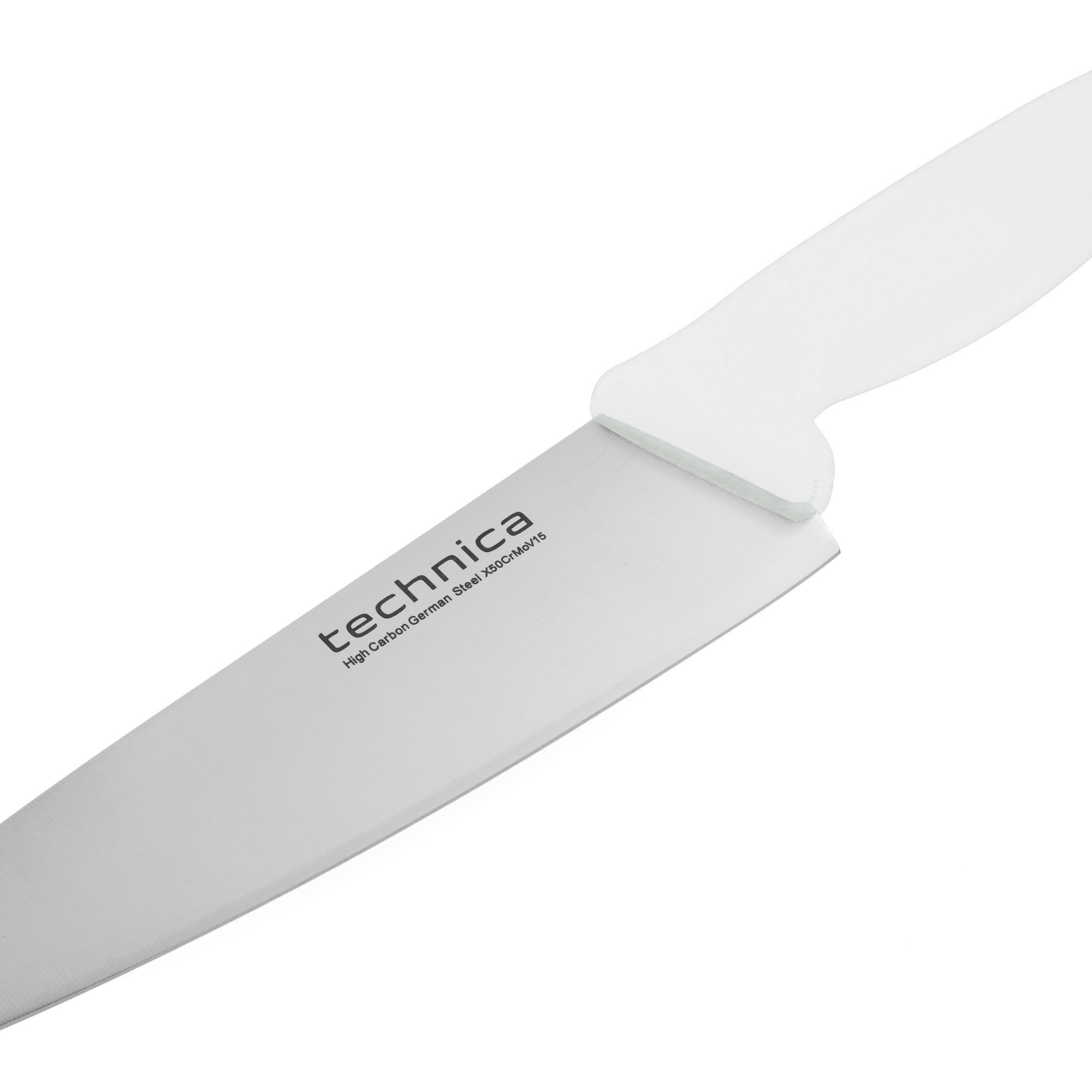 Nóż kucharski HACCP 340 mm, ostrze szerokie, gładkie, spiczaste 205 mm, biały | TECHNICA, Silver Line