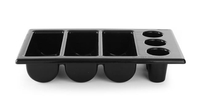 Pojemnik na sztućce GN 1/1, 6-częściowy, czarny, 530x325x105 mm | HENDI, 552360