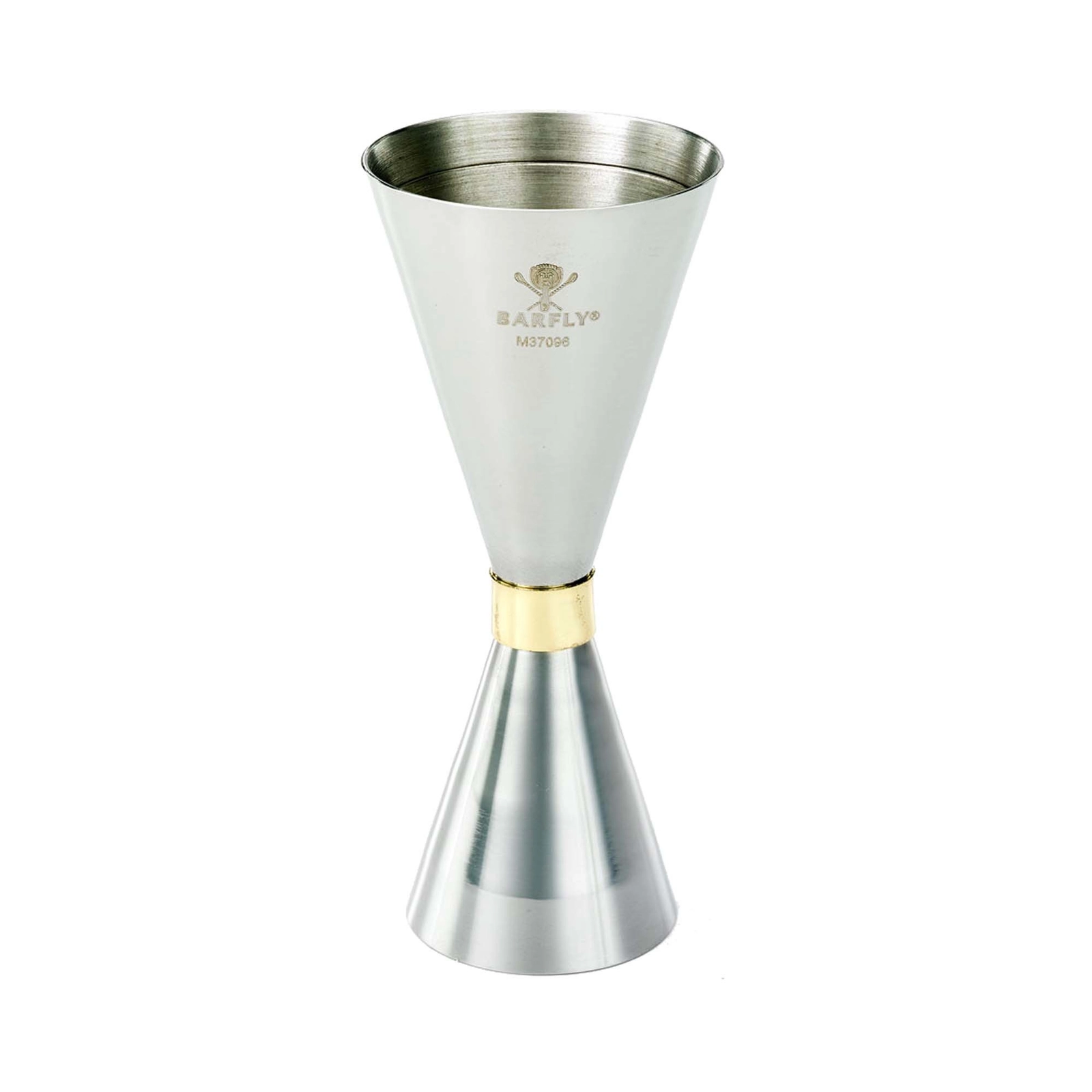 Jigger – miarka barmańska Slim Style, 30/60 ml, ze stali nierdzewnej ze złotą obwódką | BARFLY, M37096