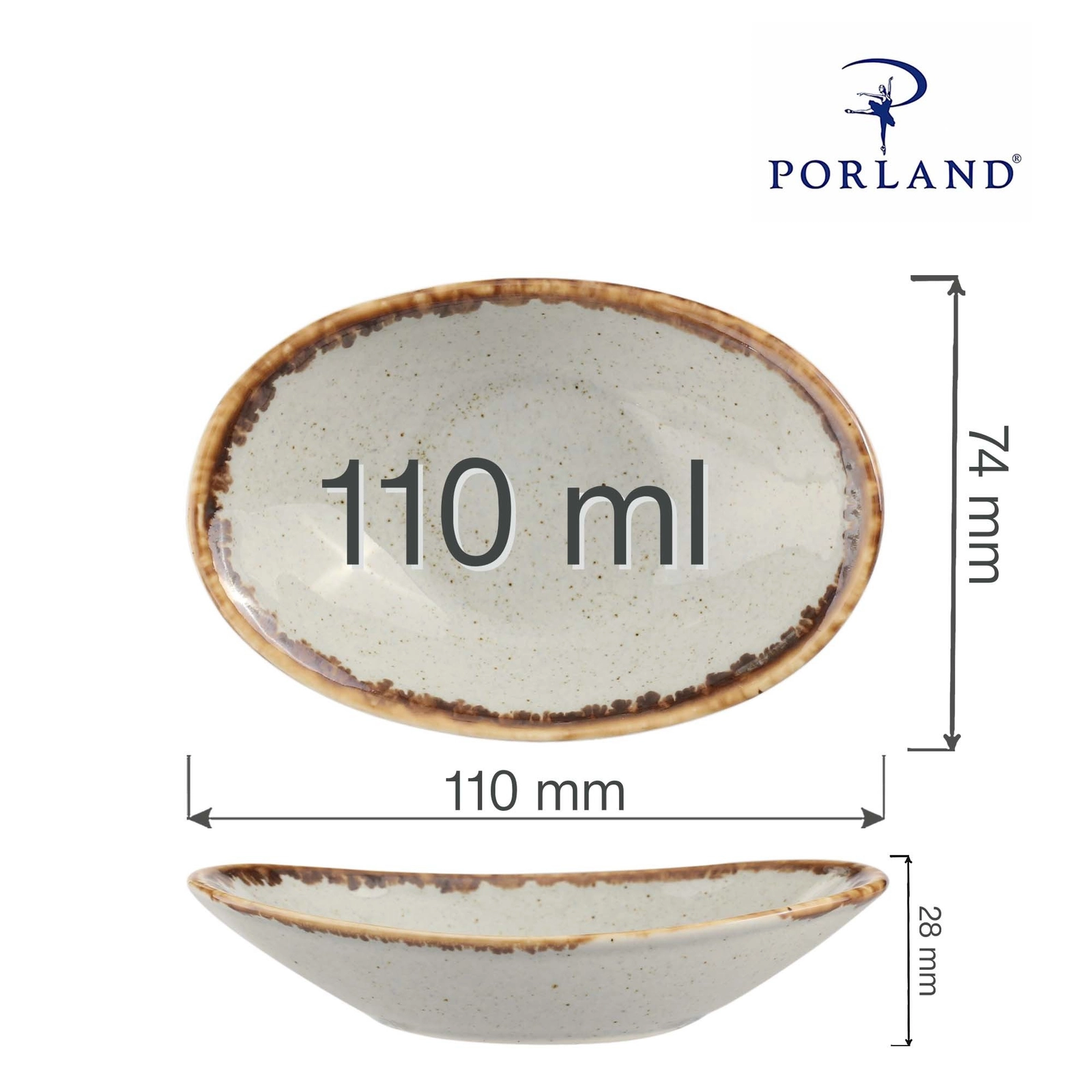 Mini naczynie owalne, Ø110 mm | PORLAND, Seasons Ashen