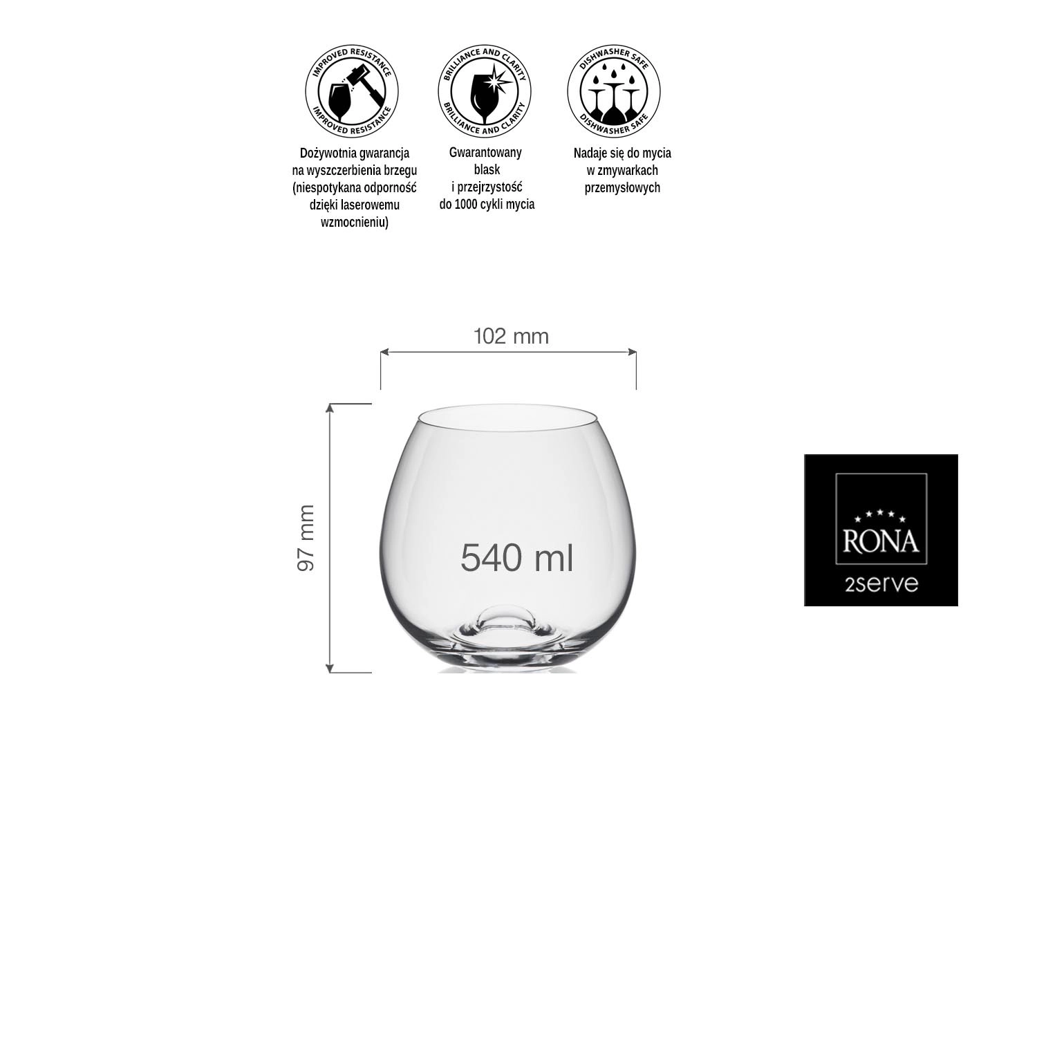 Szklanka niska, 540 ml | RONA, Wine Solution