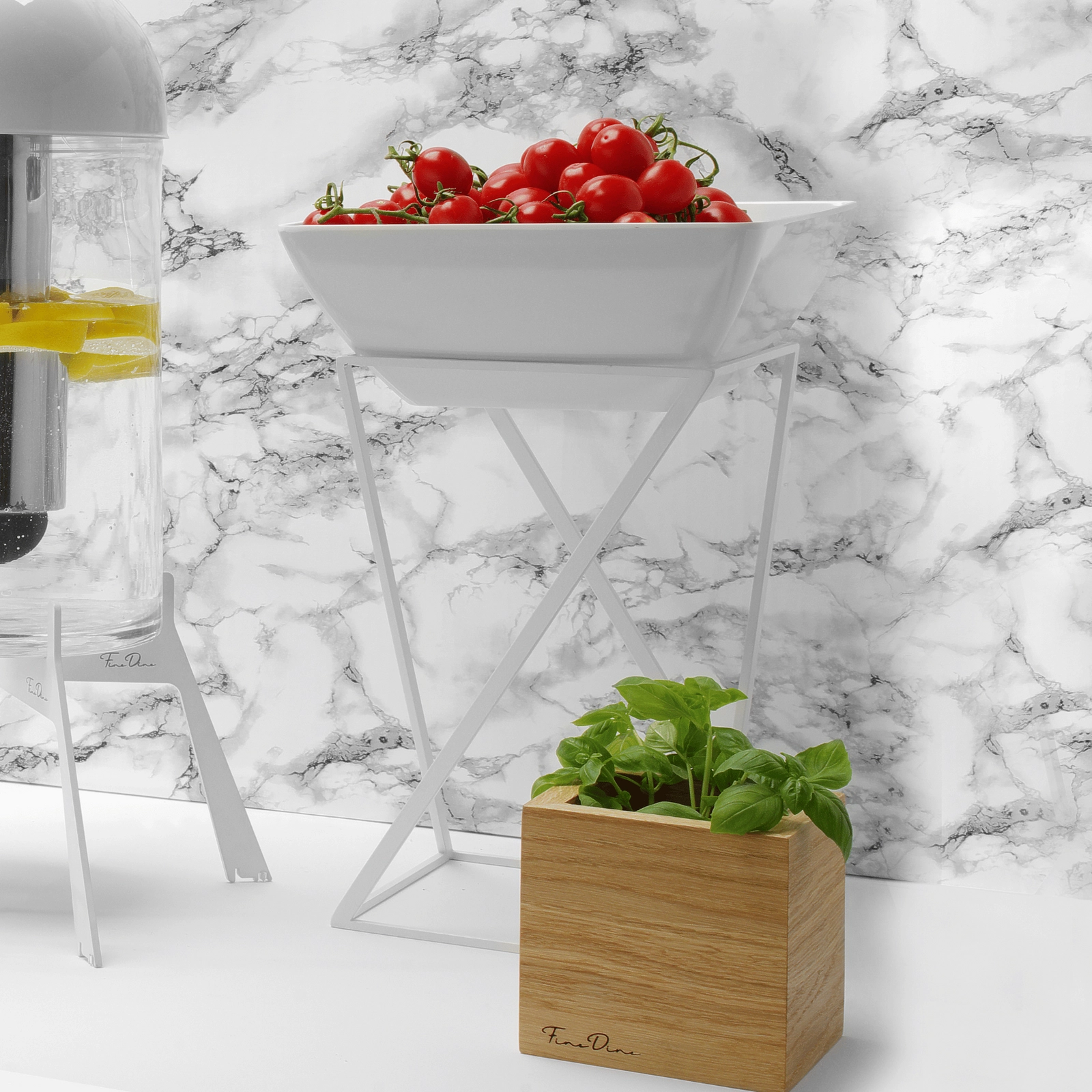 Miska kwadratowa z melaminy do ekspozytora 171554, biała, 190×190×90 mm | FINE DINE, Melamina