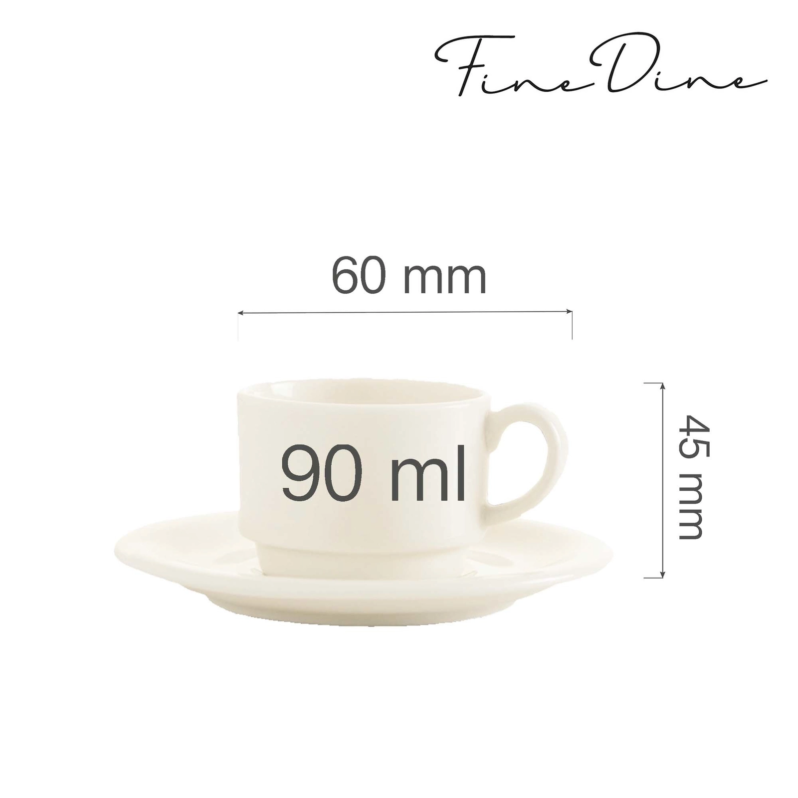 Filiżanka sztaplowana do espresso, 90 ml, Ø60 mm | FINE DINE, Crema