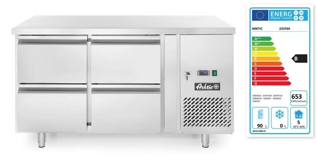 Stół chłodniczy z 4 szufladami i agregatem bocznym, 230V, 0,25 kW, 1360x700x858 mm | ARKTIC, 233764