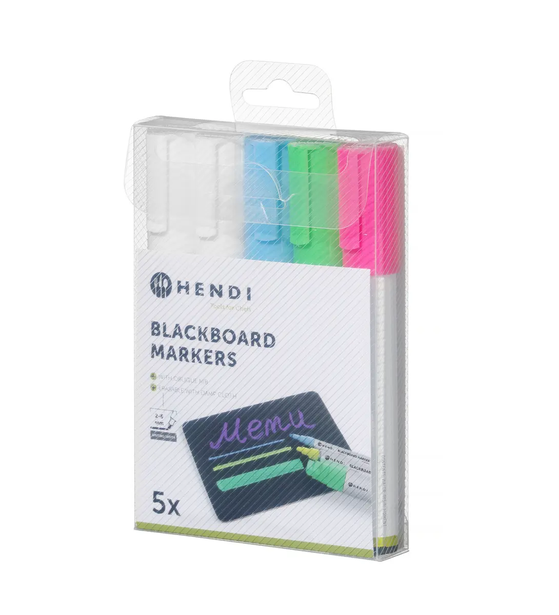 Markery do tablicy z wąską końcówką, zestaw 5 szt. | HENDI, 664216