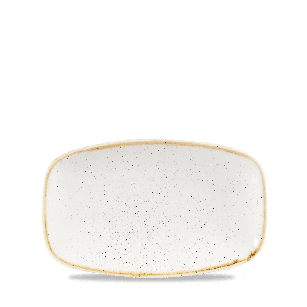 Talerz podłużny szefa kuchni, 200×120 mm | CHURCHILL, Stonecast Barley White
