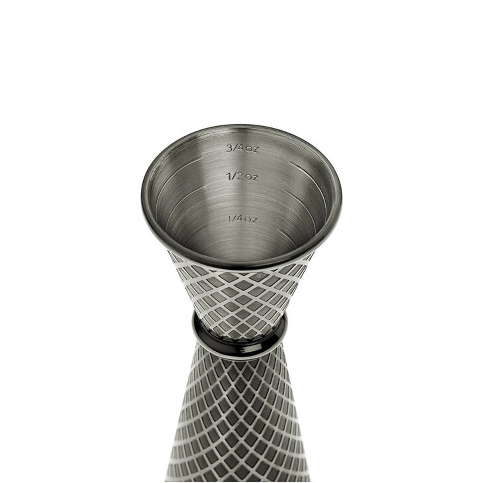 Miarka barmańska w stylu japońskim Diamond Lettice, ze stali nierdzewnej, czarna, 30/60 ml | BARFLY, Diamond Lettice
