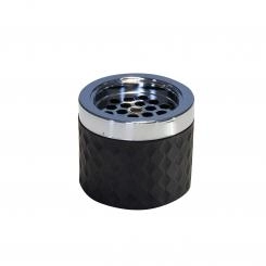Popielniczka metalowa chromowana ze szklanym pojemnikiem, czarna Ø95 mm | APS, 00564