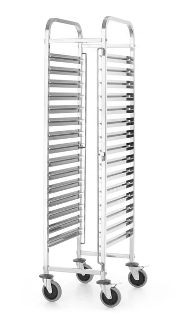 Wózek transportowy na pojemniki 15×GN 1/1, 380x550x1705 mm, srebrny | HENDI, Kitchen Line