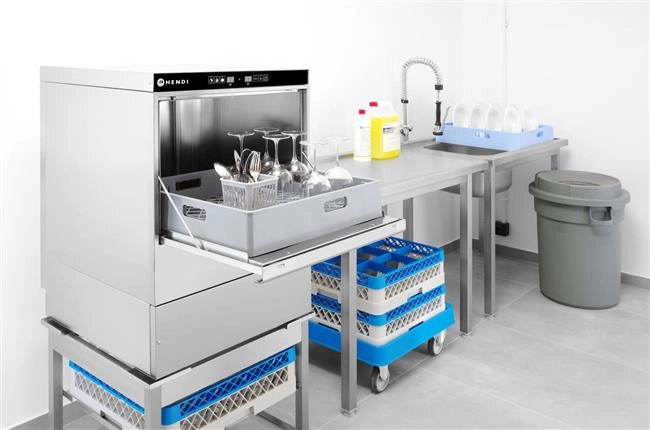 Zmywarka do szkła 400x400 mm, sterowana elektronicznie, 230 V, 2,8 kW, 472x566x705 mm | HENDI, 230268