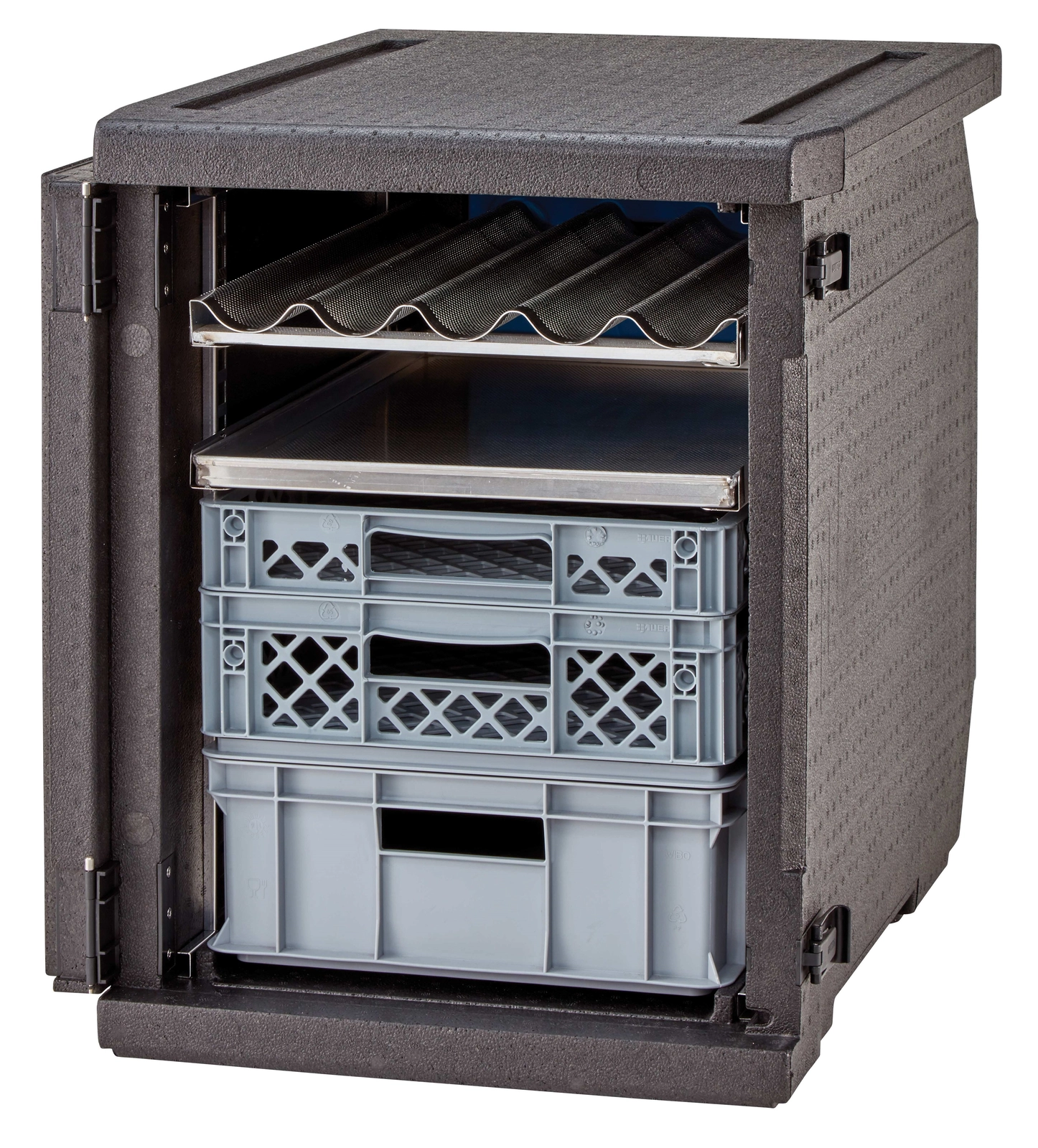 Pojemnik termoizolacyjny, 155 l, głębokość 615 mm, ładowany od przodu, 770x540x687 mm, czarny | CAMBRO, EPP4060FADJR110
