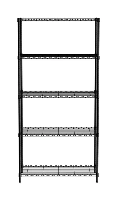 Regał z 5 półkami, ze stali chromowanej, czarny, 910x455x1830 mm | HENDI, 812990