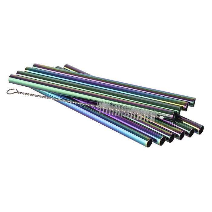 Słomki 8x150 mm, inox, zestaw 10 szt., szczoteczka do czyszczenia | APS, 93393