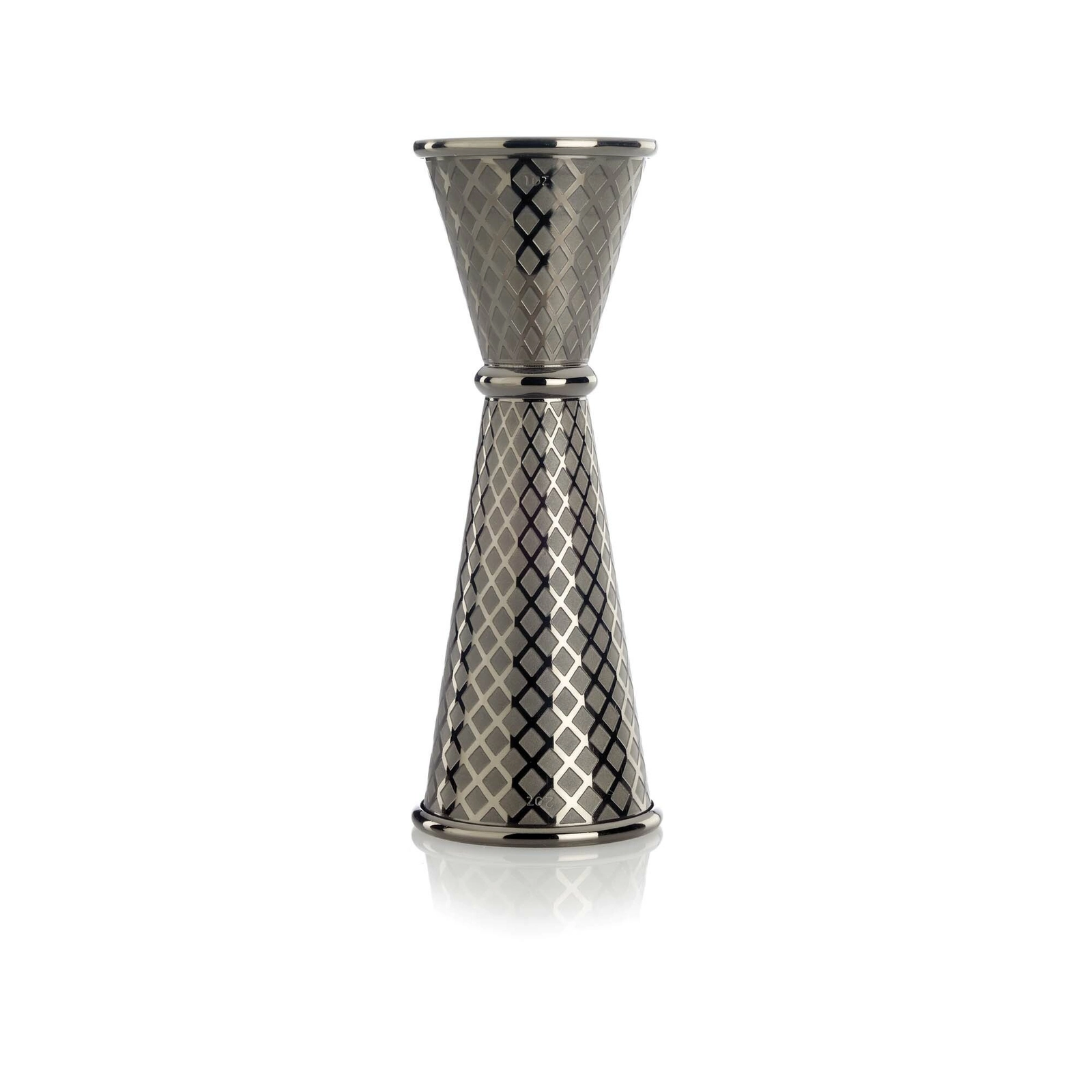 Miarka barmańska w stylu japońskim Diamond Lettice, ze stali nierdzewnej, czarna, 30/60 ml | BARFLY, Diamond Lettice