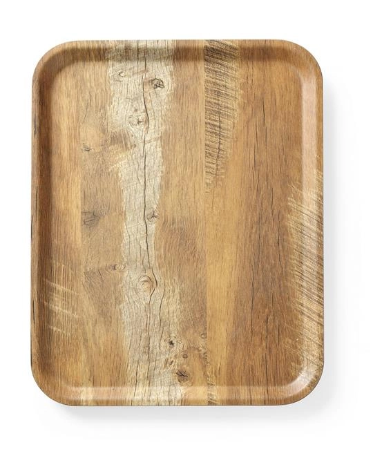 Taca do serwowania 330x430 mm z laminatem z melaminy, antypoślizgowa, wzór drewna | HENDI, 508879