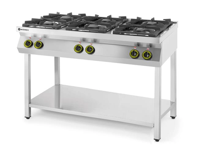 Kuchnia gazowa 6-palnikowa, 28,5 kW, 1200×700×900 mm | HENDI, Kitchen Line
