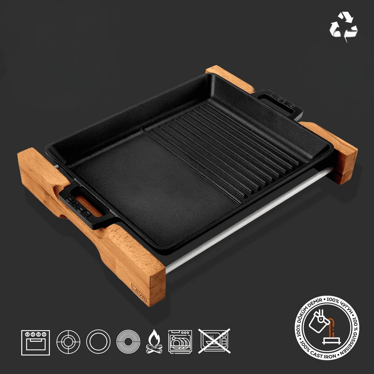 Naczynie żeliwne do serwowania 260×320 mm, 2290 ml | LAVA, 832240
